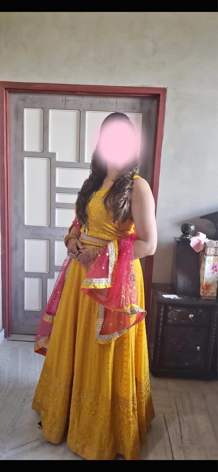 Mustard Yellow Party Wear Lehenga – Size 40