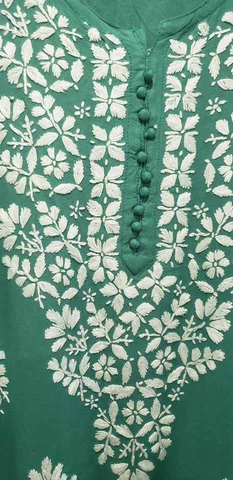 Teal Cotton Floral Print Kurti (XL) - photo 4