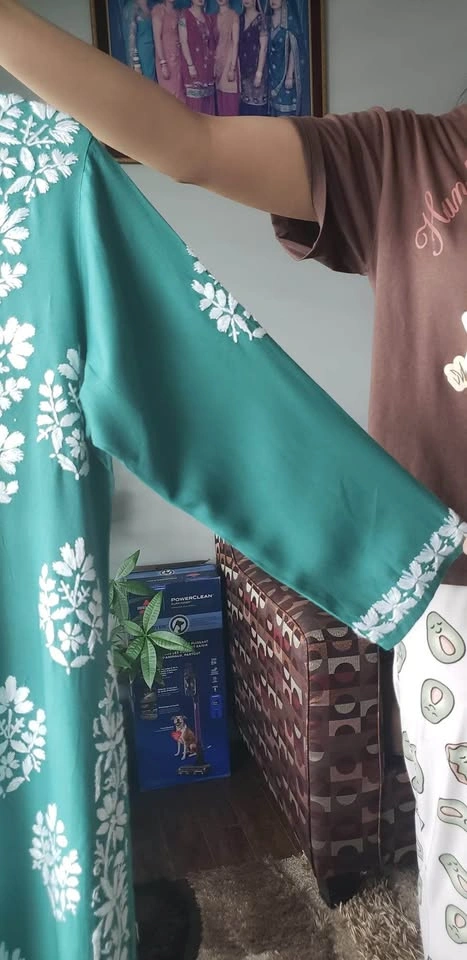 Teal Cotton Floral Print Kurti (XL) - photo 5