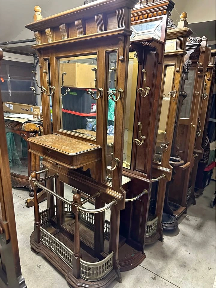Hall Tree with mirror and Brass