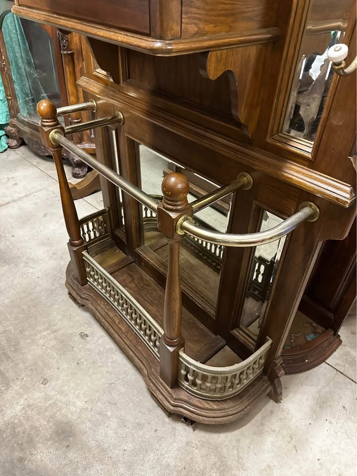 Hall Tree with mirror and Brass - photo 2
