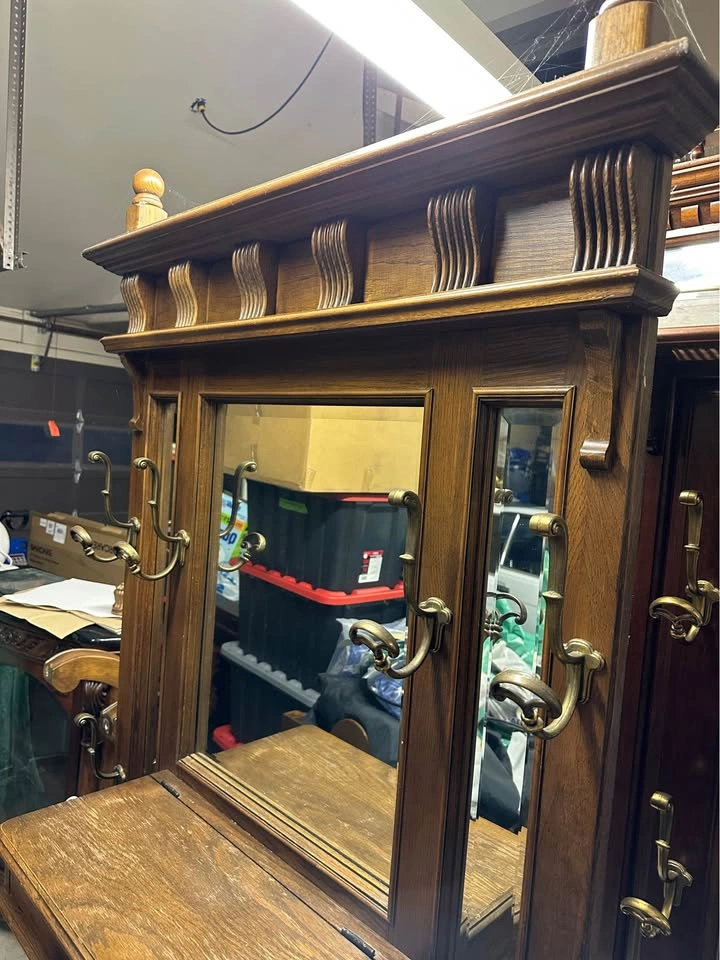 Hall Tree with mirror and Brass - photo 3