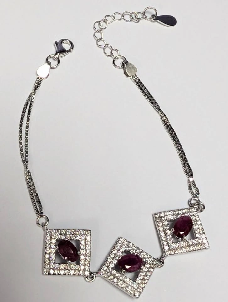 Sterling Silver Ruby Bracelet - 1.5ct Total Ruby Weight