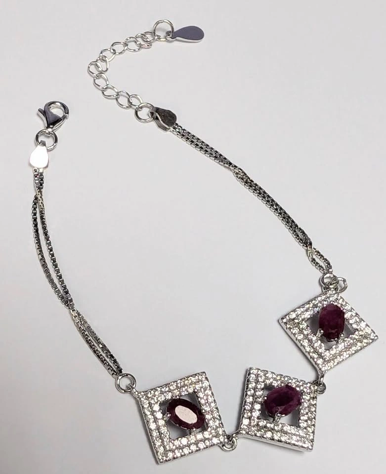 Sterling Silver Ruby Bracelet - 1.5ct Total Ruby Weight - photo 2