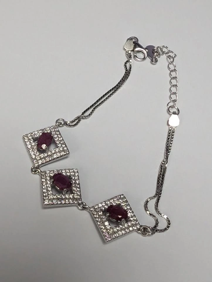 Sterling Silver Ruby Bracelet - 1.5ct Total Ruby Weight - photo 3