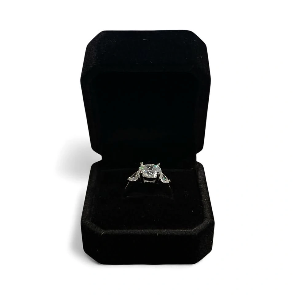 925 Silver 3.0ct CZ Trinity Ring with Heart Sidestones Size 7 - photo 3