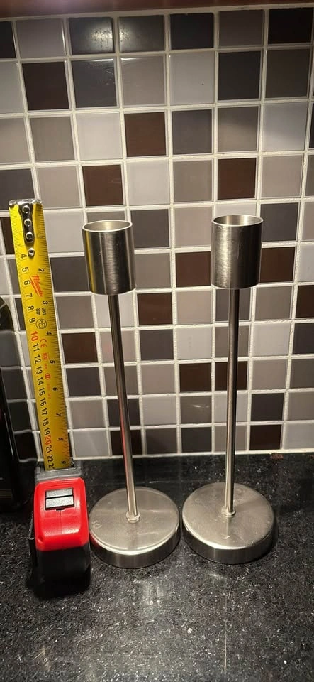 Pair of Metal Candle Holders - photo 2