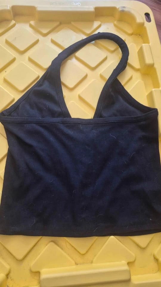 Black Ribbed Hook-and-Eye Halter Top Large - photo 2