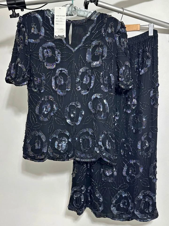2-Piece Beaded Silk Sequin Set size XL