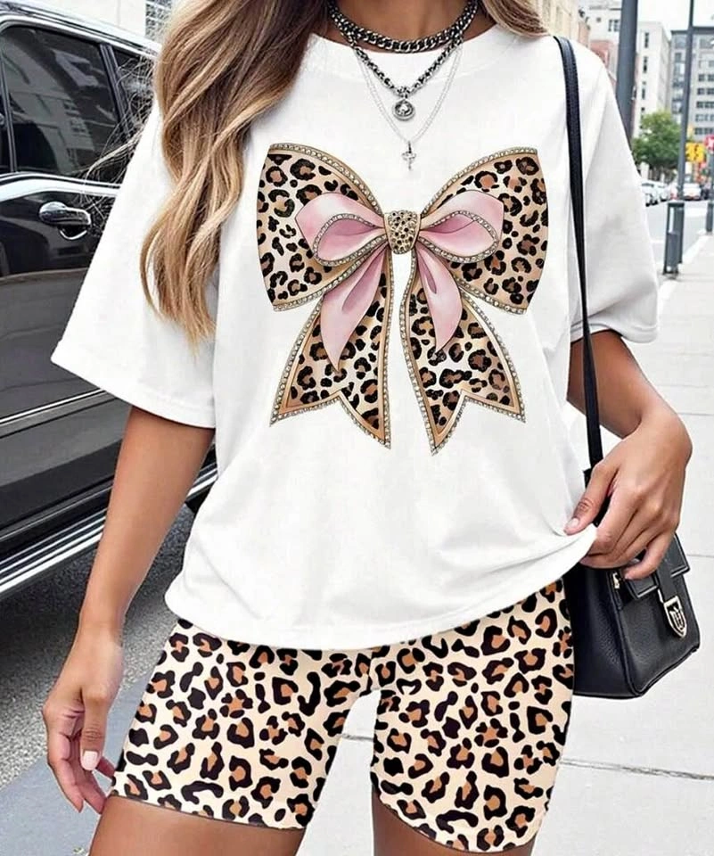 Leopard Print Bow Two-Piece Set size S - Downtown Vancouver
