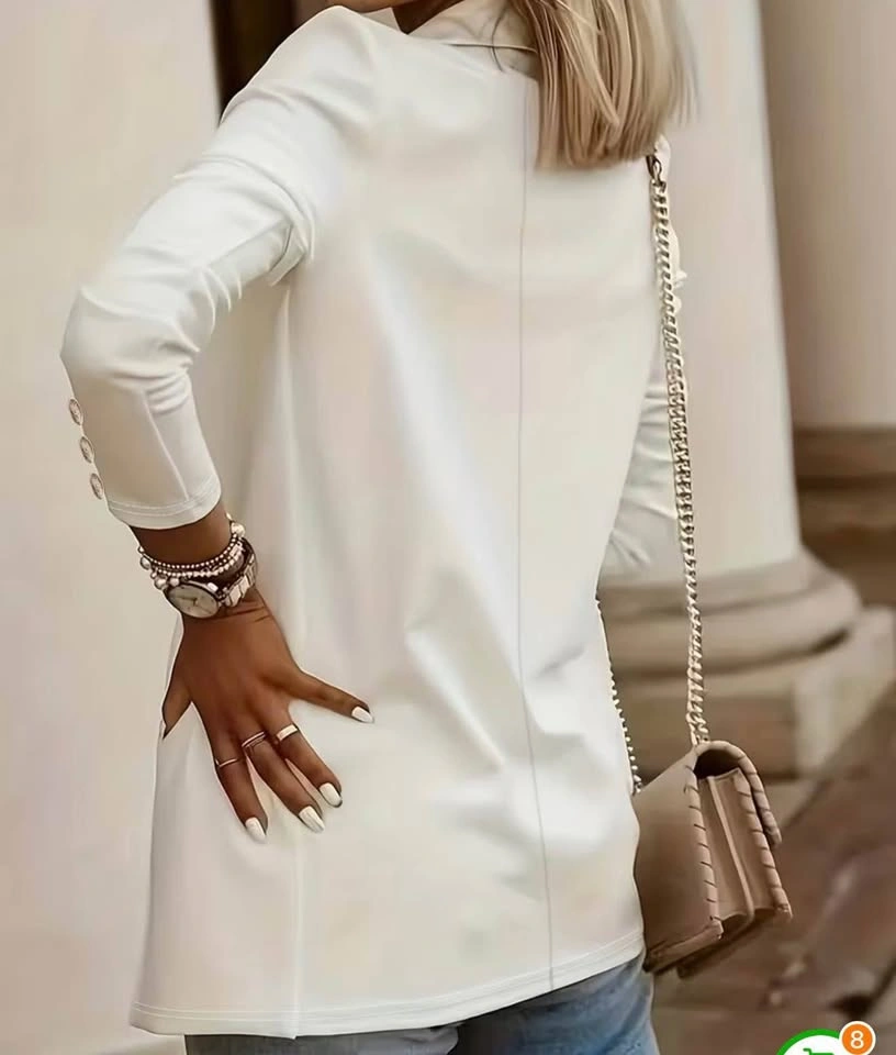 Elegant White Blazer with Gold Button Cuffs - Size S - photo 2
