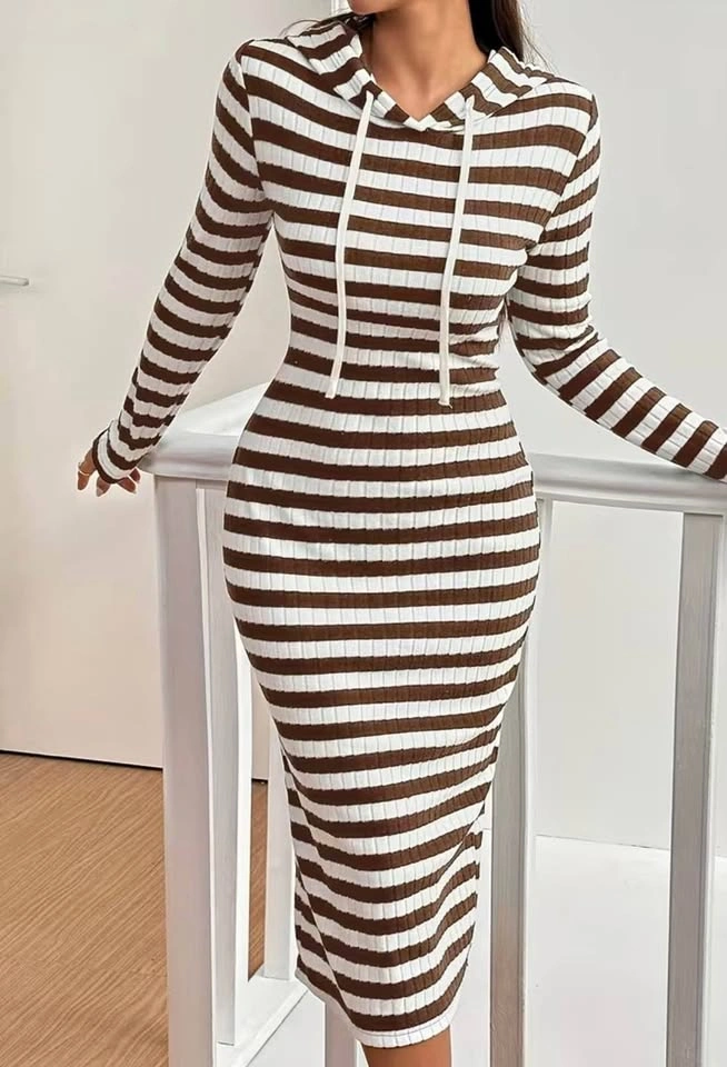 Brand new Striped Hooded Midi Dress size M