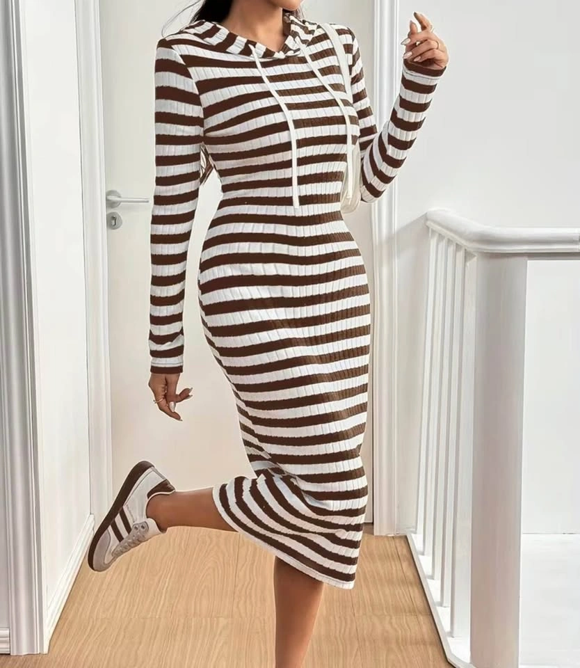 Brand new Striped Hooded Midi Dress size M - photo 3