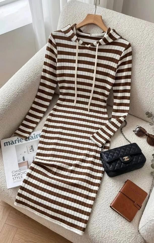 Brand new Striped Hooded Midi Dress size M - photo 4