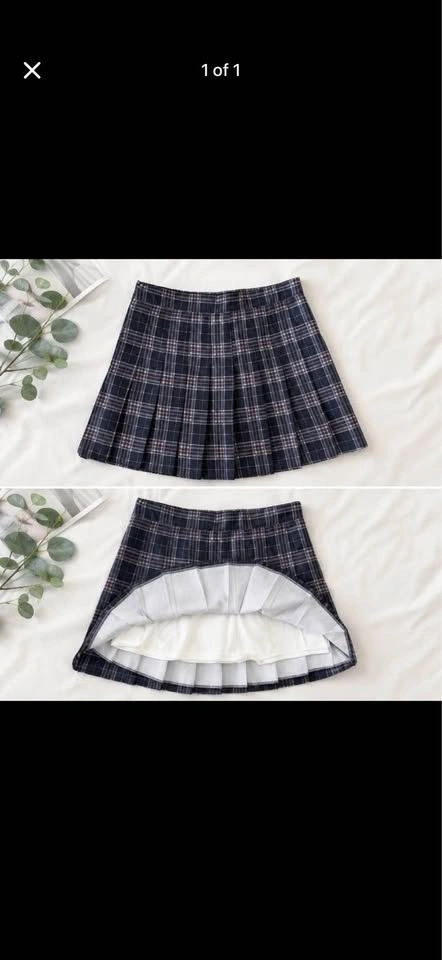 New Plaid Pleated Mini Skirt - Asian M - photo 2