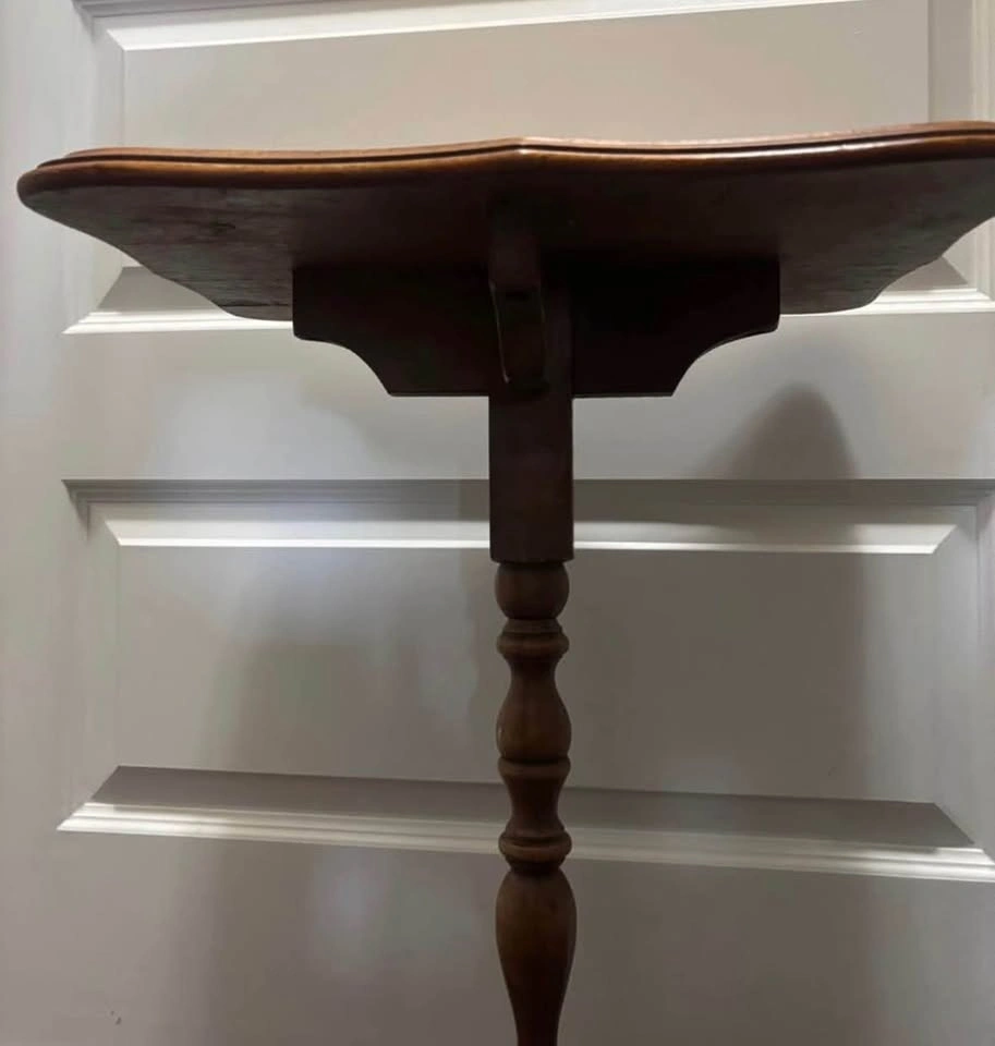 Vintage Wood Pedestal Side Table - photo 3