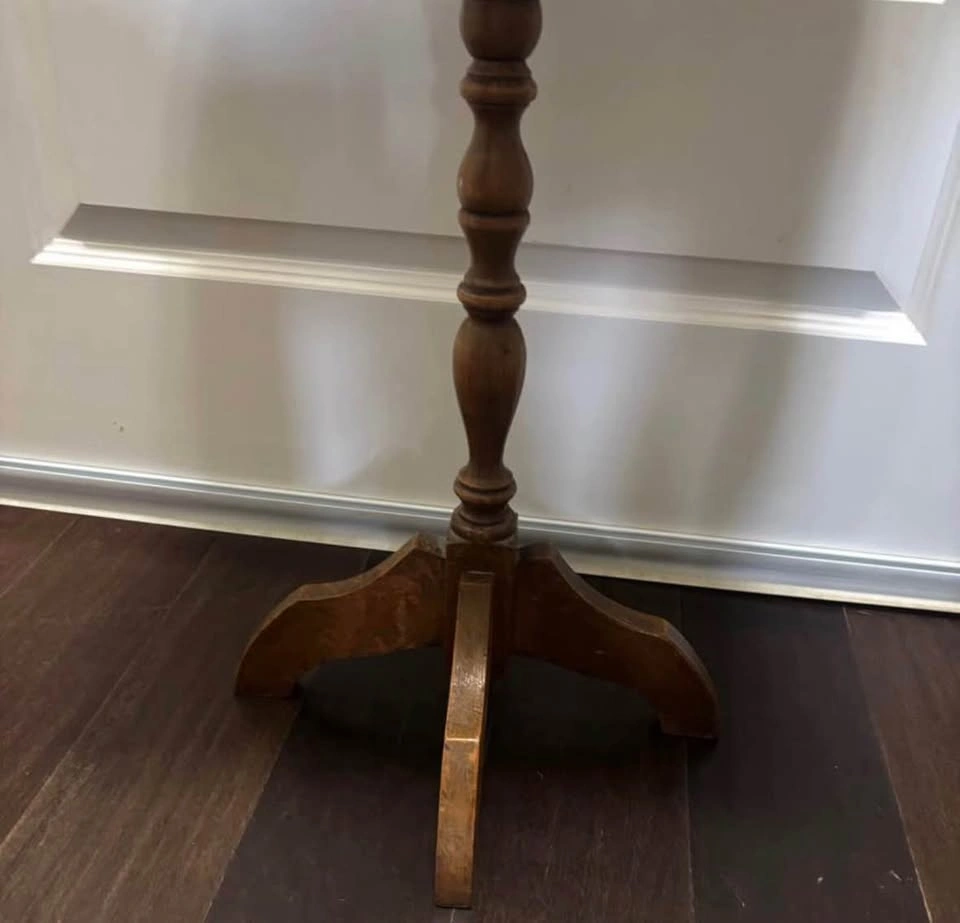 Vintage Wood Pedestal Side Table - photo 4