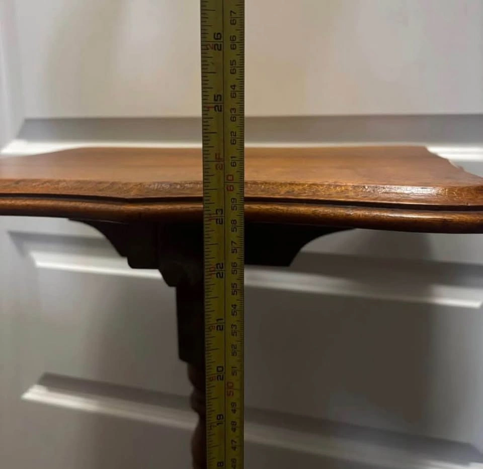 Vintage Wood Pedestal Side Table - photo 5