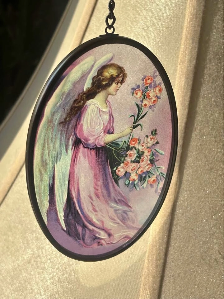 Vintage Angel Suncatcher with Roses