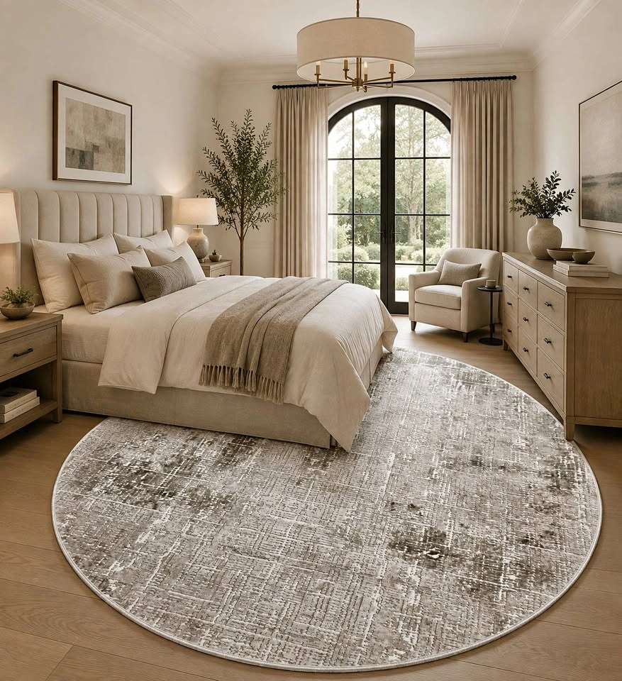 Green Taupe Round Rug on Sale at Glara Home