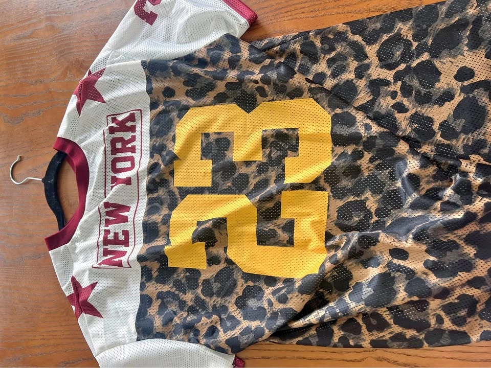 Leopard Print New York Jersey and Blue/White Mesh Jersey Set