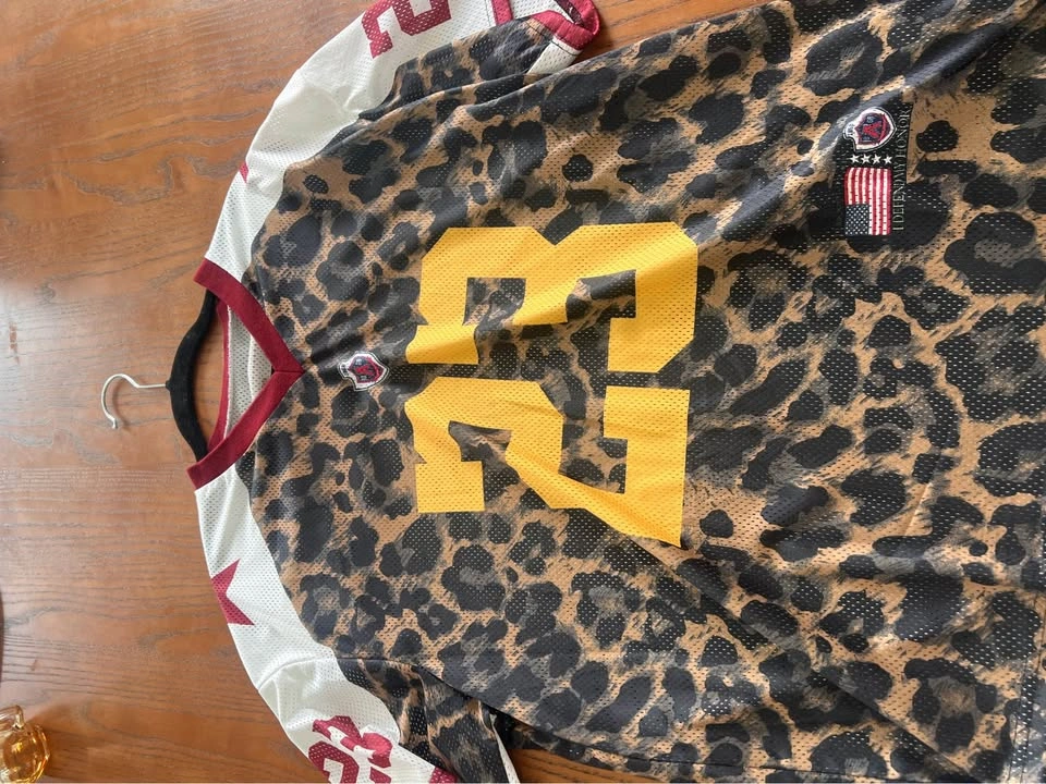 Leopard Print New York Jersey and Blue/White Mesh Jersey Set - photo 2