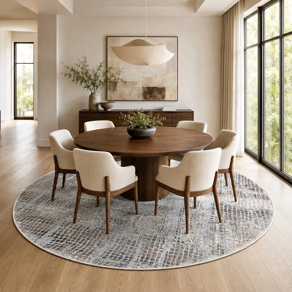 Grey light Blue modern Round Rug
