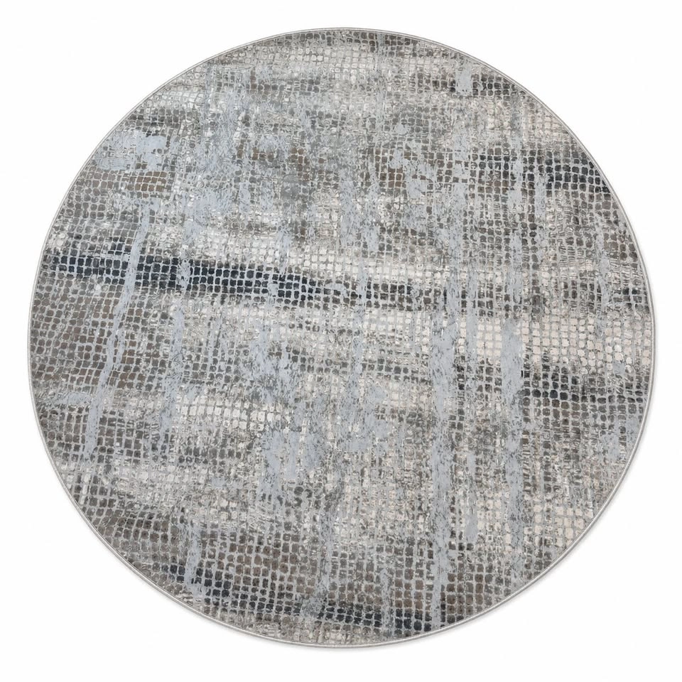 Grey light Blue modern Round Rug - photo 3