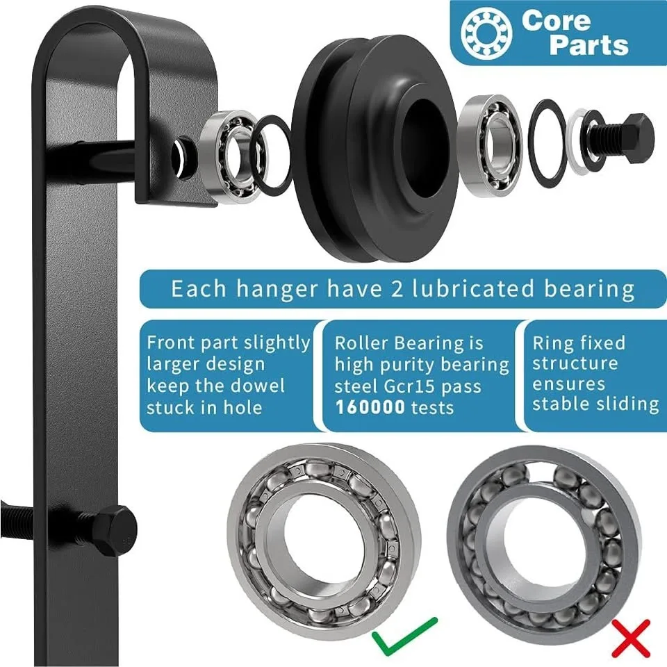 Double Track Barn Door Hardware Kit 6ft + 6.6ft image indicator(3)