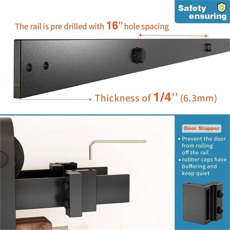 Double Track Barn Door Hardware Kit 6ft + 6.6ft image indicator(4)