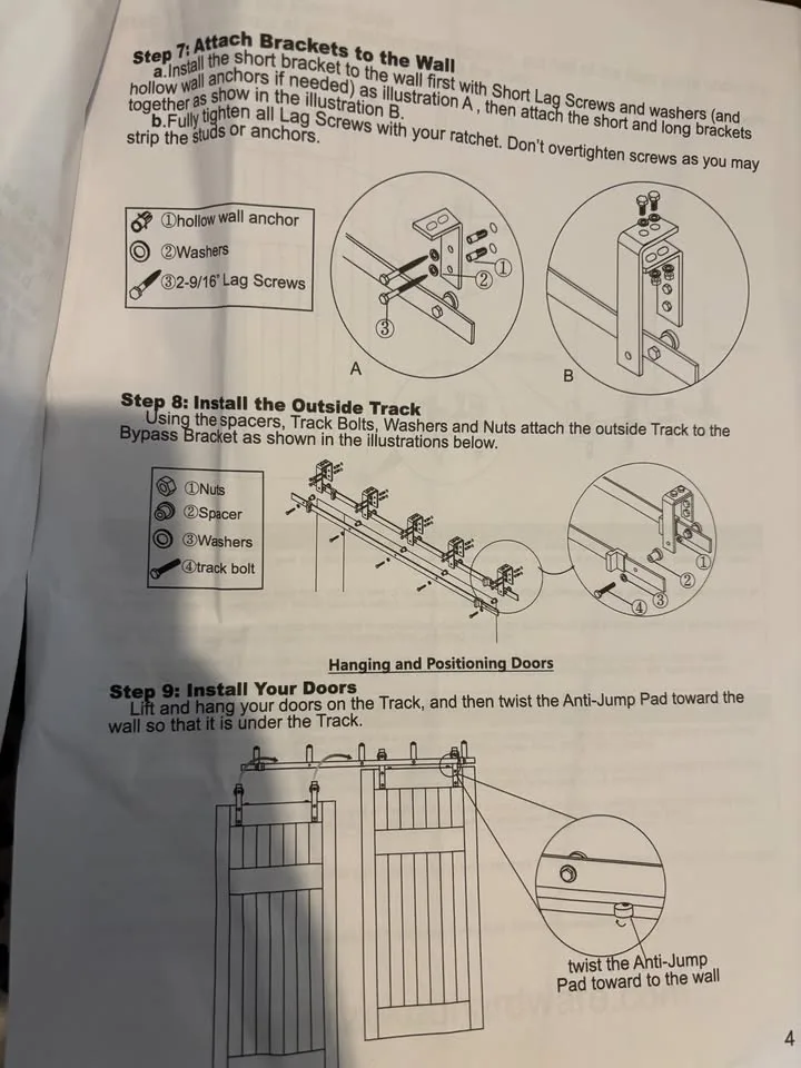Double Track Barn Door Hardware Kit 6ft + 6.6ft image indicator(9)