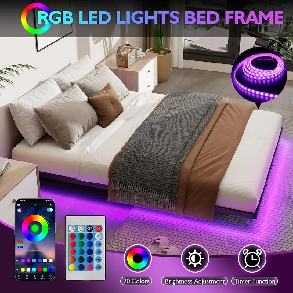 Floating Queen Bed Frame - LED Lights image indicator(3)