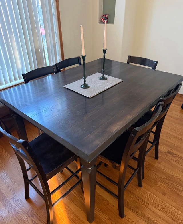 Farmhouse Style - Dark Wood Counter Height with 6 Chairs