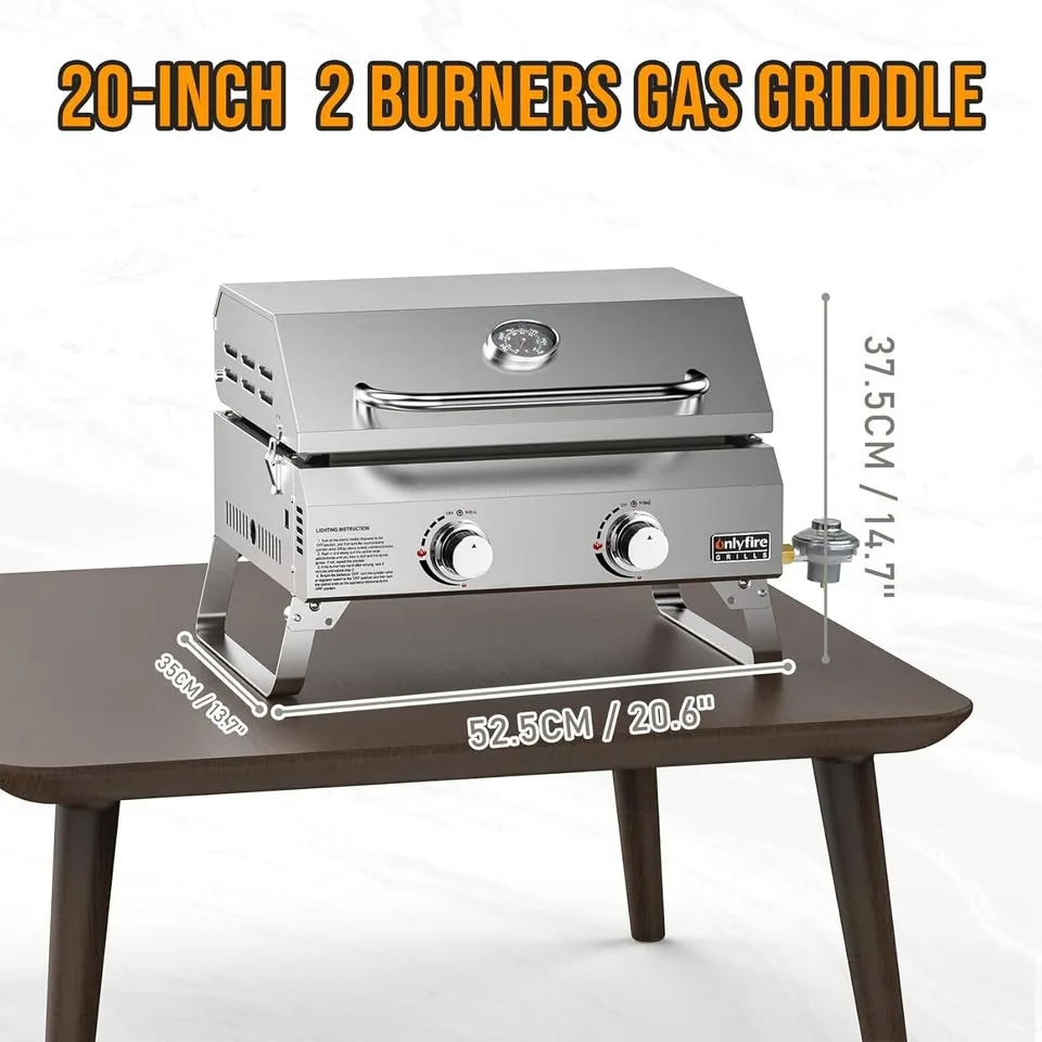 Portable 2-Burner Gas Griddle 18"x14" image indicator(3)