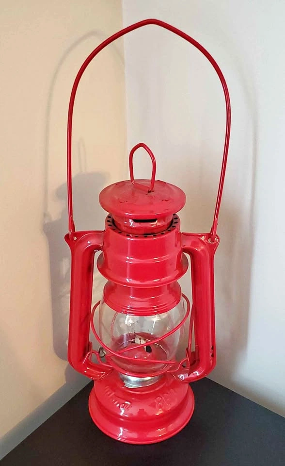 Vintage Red MEVA 863 Hurricane Lantern - Czechoslovakia