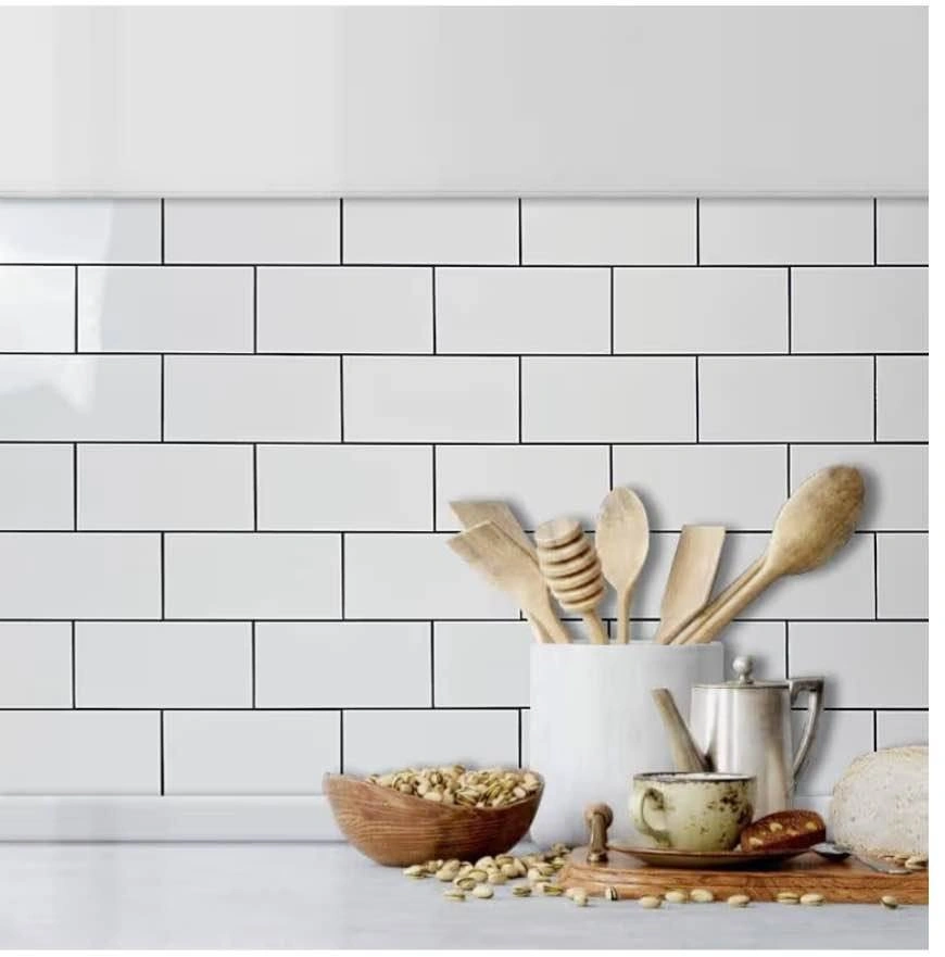 AULIGET 100-Piece 3" x 6" White PVC Peel and Stick Subway Tile - photo 2
