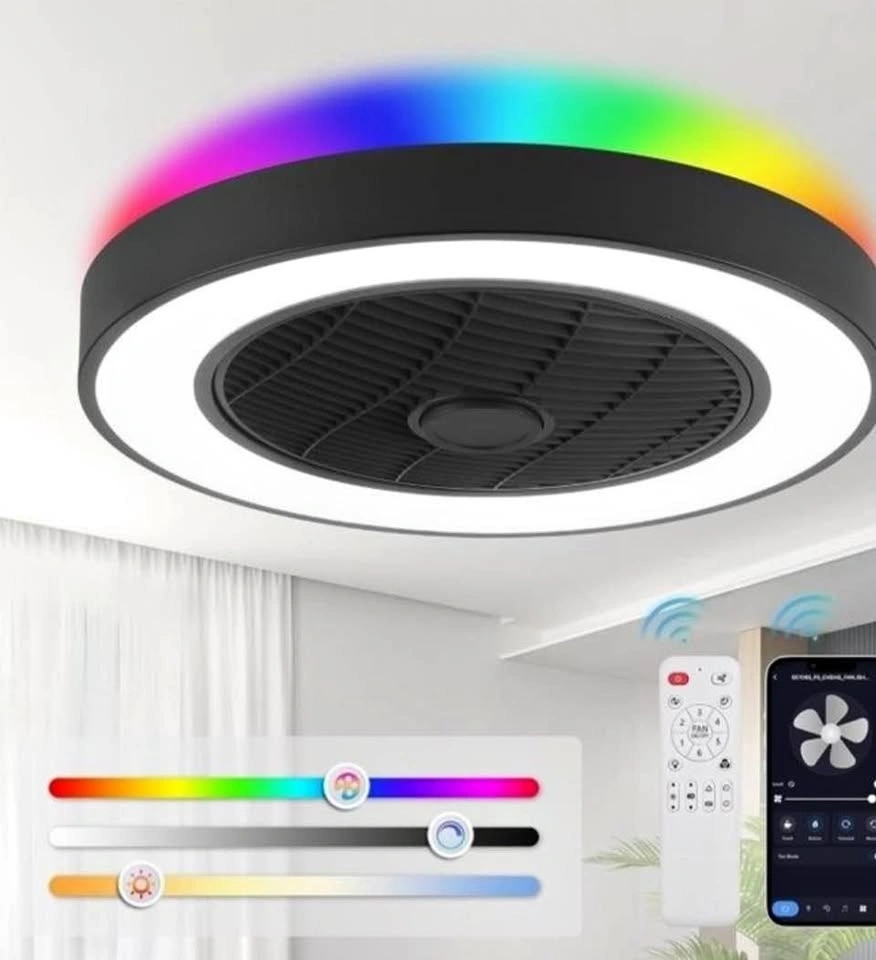 LEDIARY 20" RGB Smart Low Profile Ceiling Fan with Light