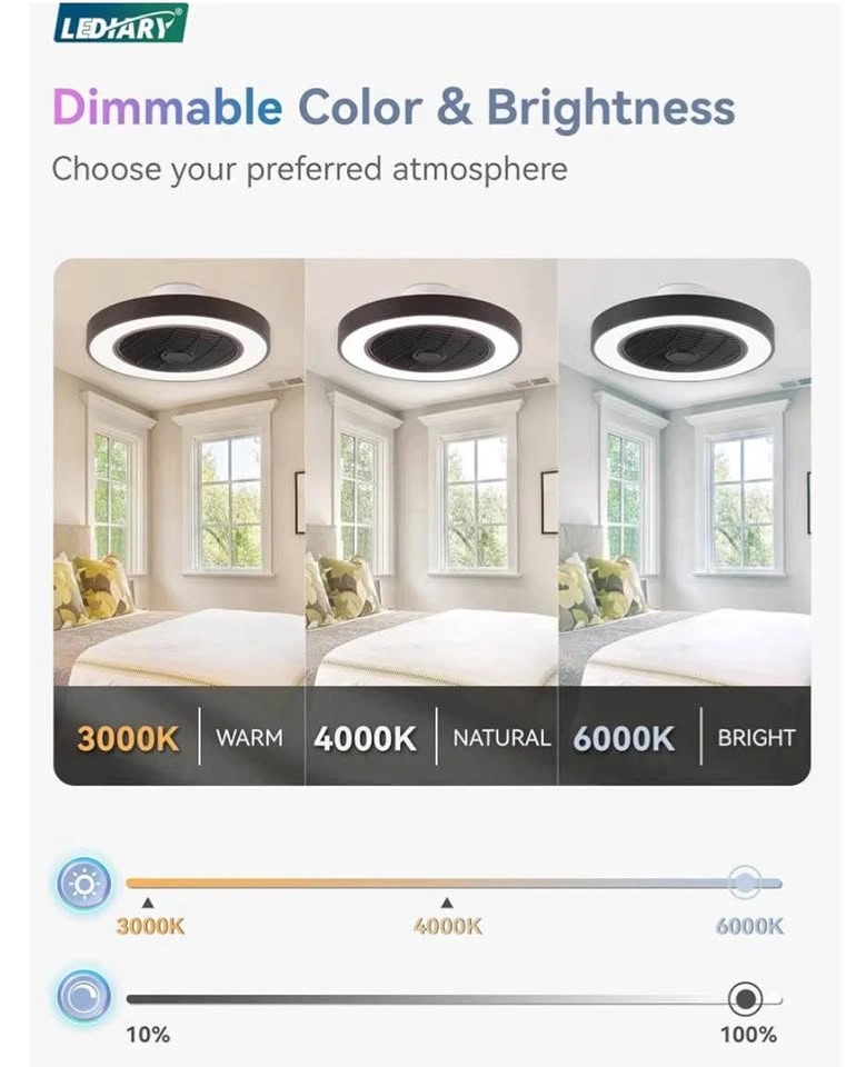 LEDIARY 20" RGB Smart Low Profile Ceiling Fan with Light - photo 5