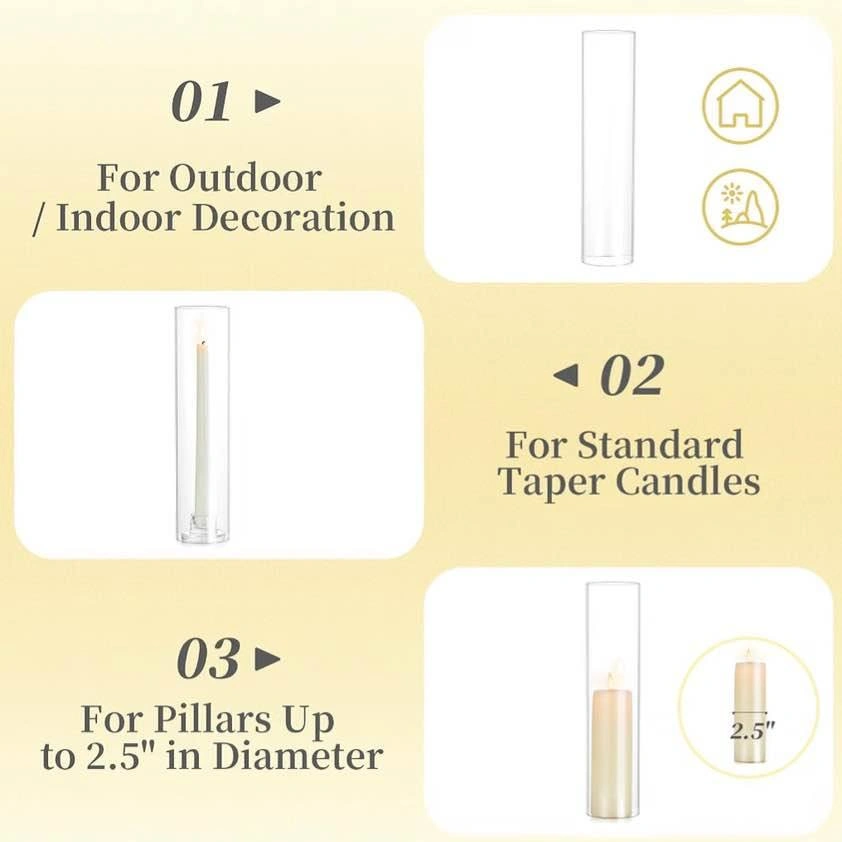 10 PCS Hurricane Glass Cylinder Candle Holders 2.5" x 11" - photo 5