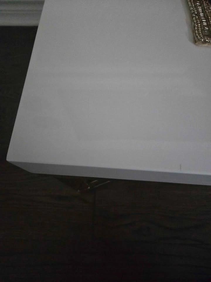 Rectangular White Coffee Table with Gold Metal Frame and Base - photo 4