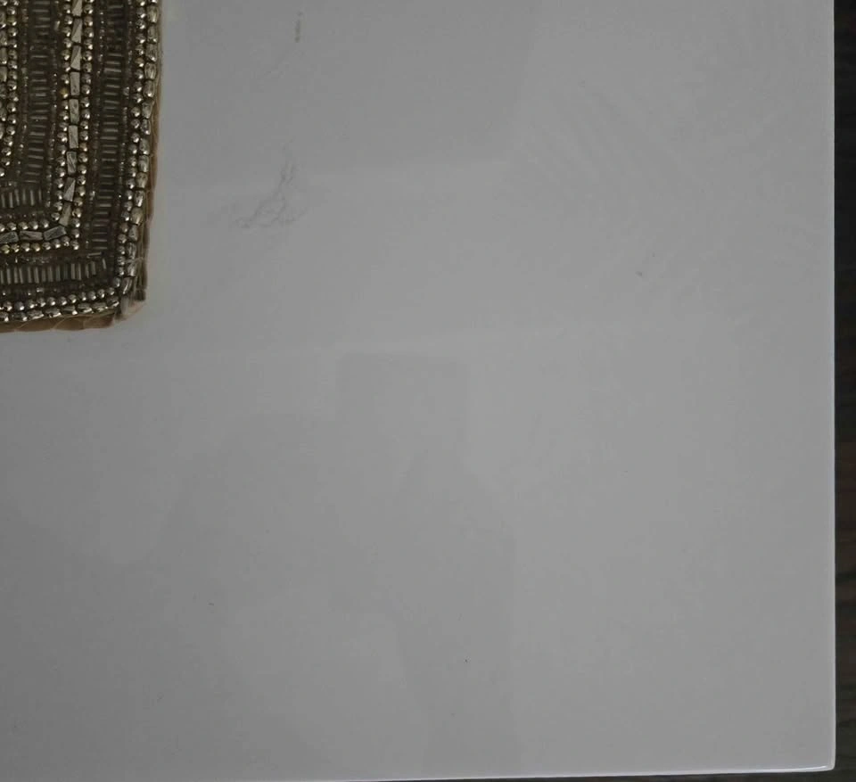 Rectangular White Coffee Table with Gold Metal Frame and Base - photo 5