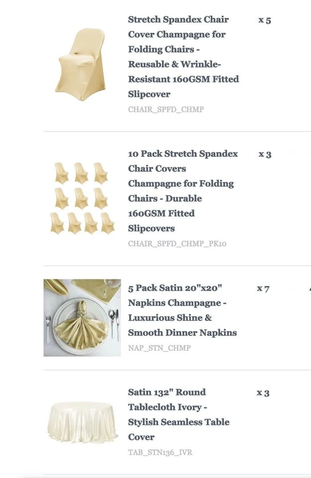 Elegant Event Linens – Complete Set Champagne & Ivory - photo 3
