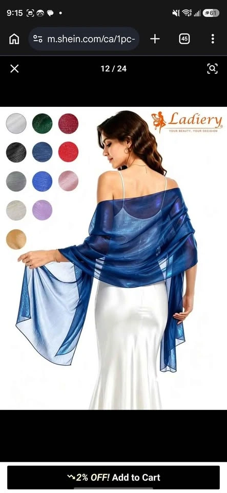 Elegant Navy Blue Shimmer Shawl - photo 2