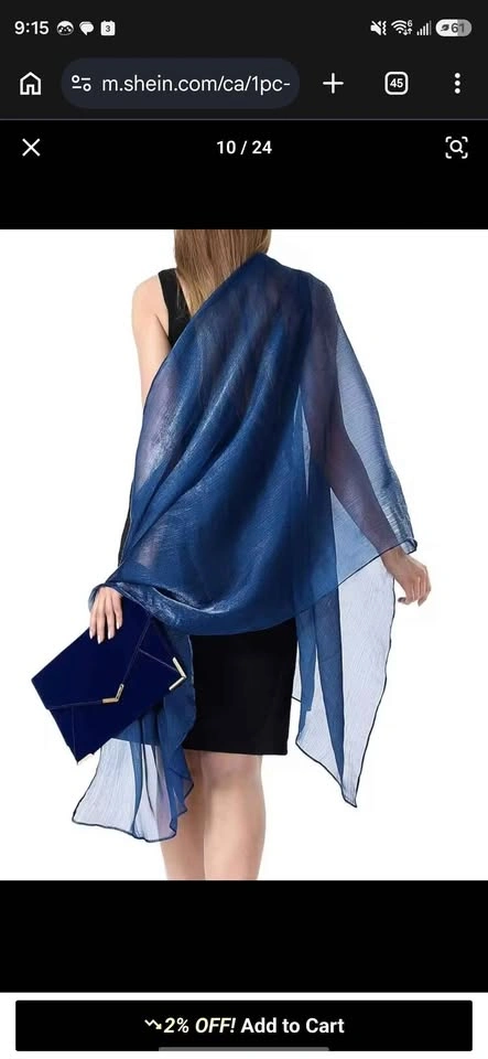 Elegant Navy Blue Shimmer Shawl - photo 3