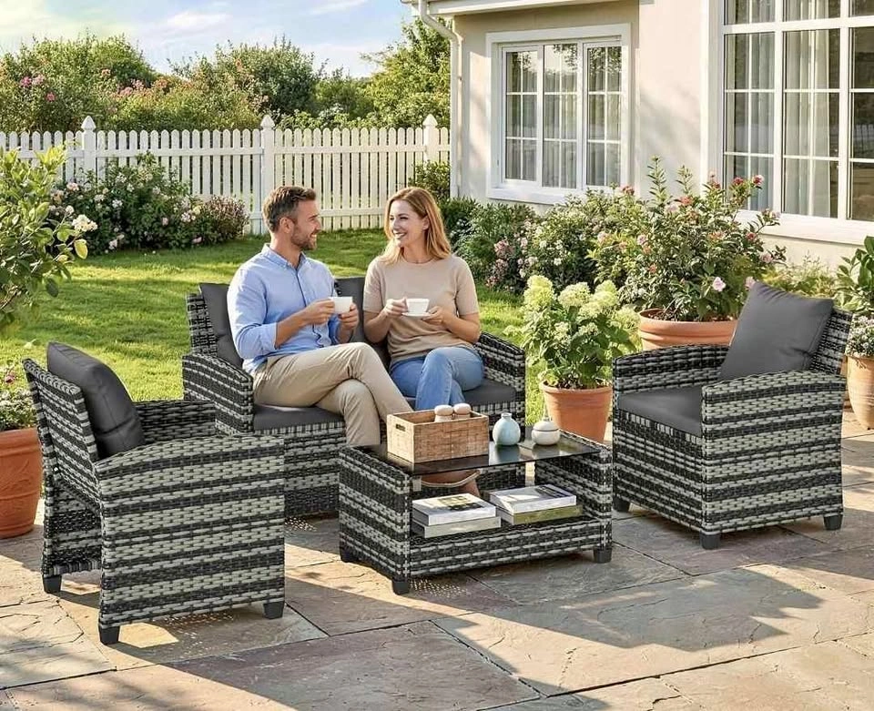 Brand new 4pc patio conversation set. In boxes. Unassembled.