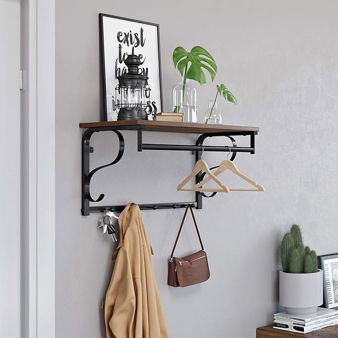 Wall-Mounted Coat Rack with Shelf – Sturdy & Space-Saving