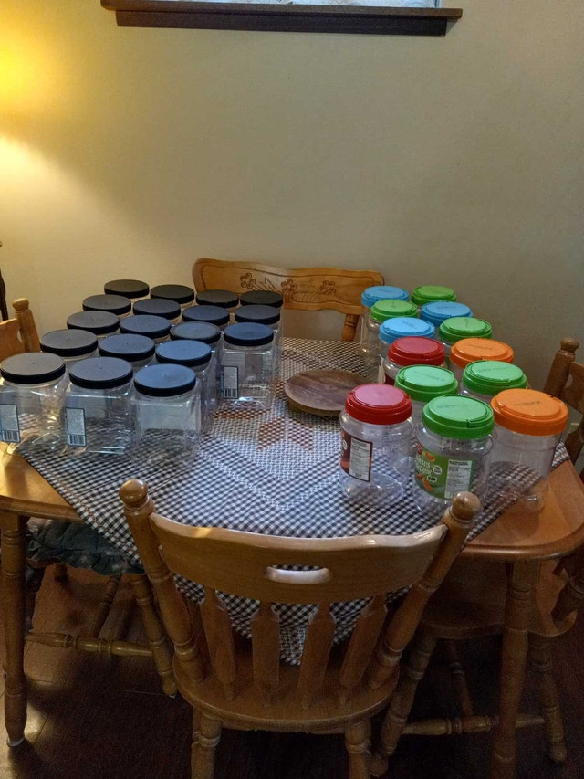 Plastic storage jars with lids