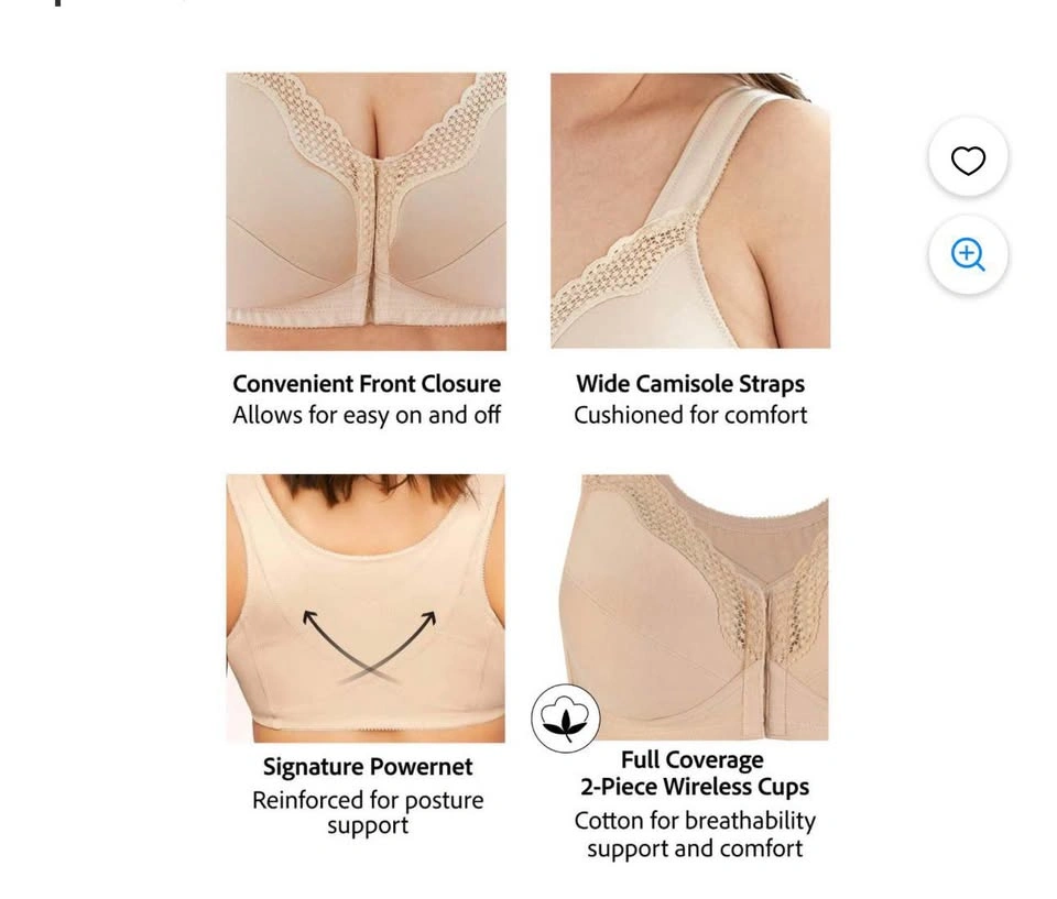 Front Close Cotton Posture Bra with Lace - photo 4