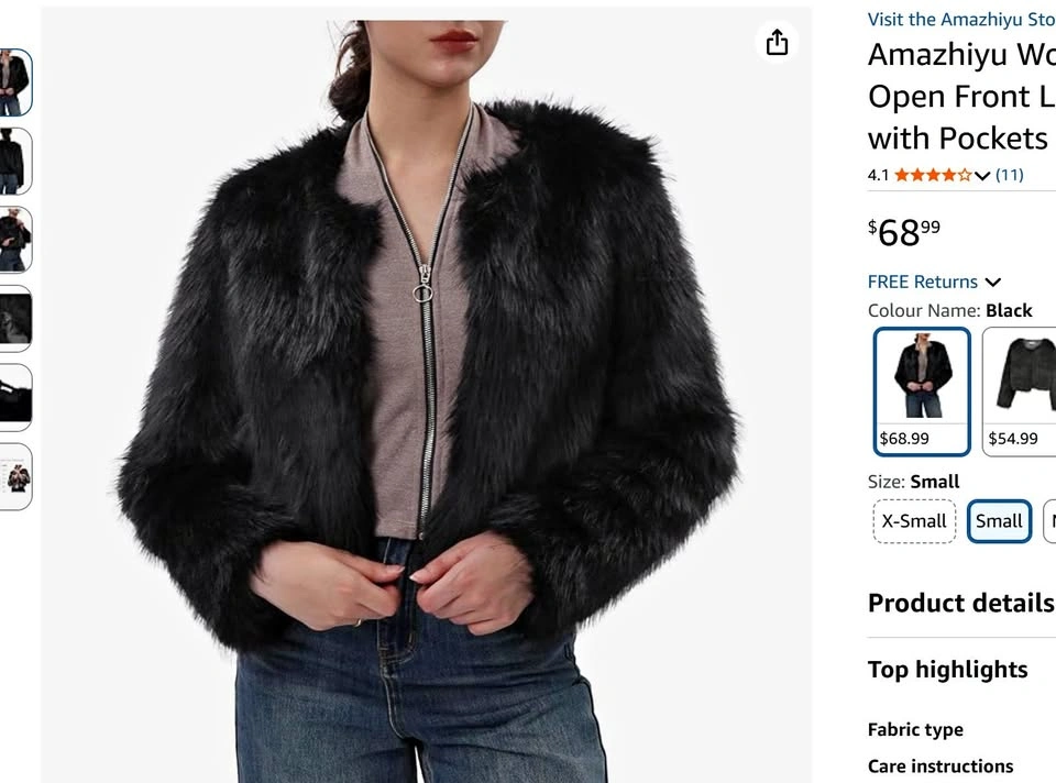 Amazhiyu Cropped Faux Winter Jacket