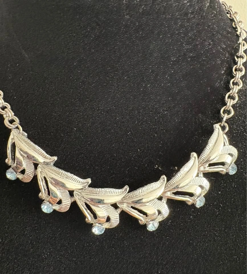 Vintage Rhinestone Choker Sky Blue & Silver Tone - photo 3